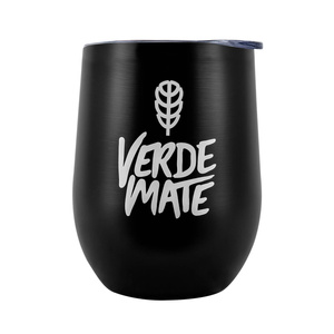 TermoLid – stalowe matero z pokrywką – motyw Verde Mate (czarny) – 350 ml