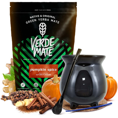 Zestaw Startowy Yerba Mate Verde Mate Pumpkin Spice 400g + Tykwa Caldero Kociołek