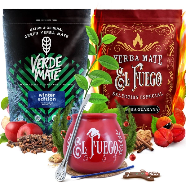 Zimowy Zestaw Yerba Mate Verde Mate El Fuego 2x500g + akcesoria