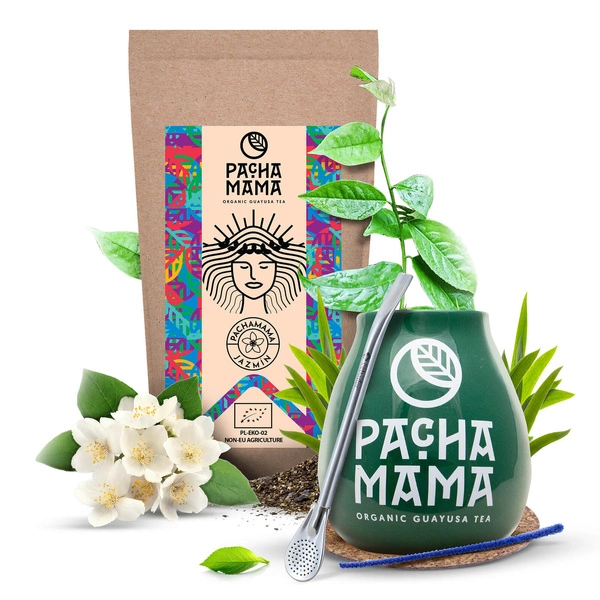 Zestaw Guayusa Pachamama Jazmin 100g akcesoria