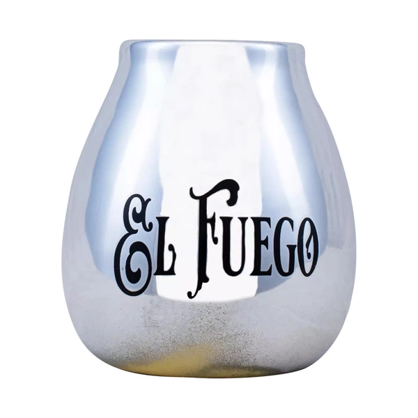 (II. kategoria) Tykwa Ceramiczna z logo El Fuego (srebrna) 350 ml