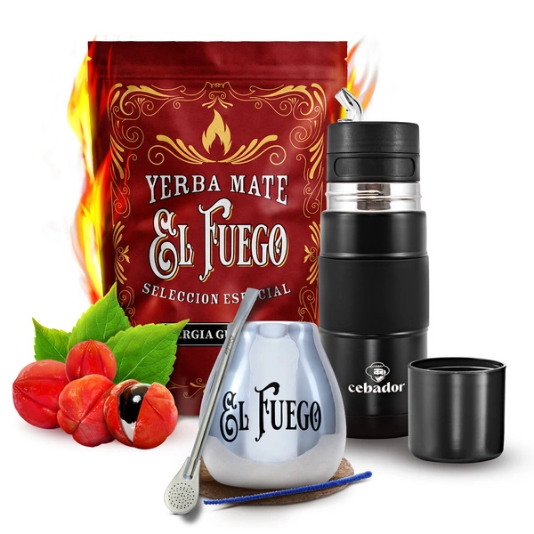 Zestaw Yerba Mate El Fuego Energia 500g 0,5kg Yerbomos + Tykwa + Bombilla