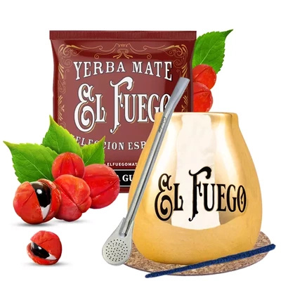 Zestaw yerba mate El Fuego 50g + tykwa El Fuego Gold